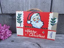 VINTAGE CHRISTMAS CONTAINER GIFT CANDY BOX SANTA 1940s - Folding Unused - #26 picture