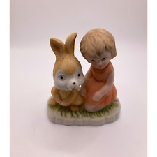 Vintage Young Girl & Rabbit Figurine, 4.5” - Pristine Condition picture