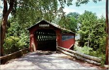 Vtg Arlington Vermont VT Old Covered Chiselville Bridge Unused Chrome Postcard picture
