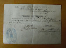 Unique Vintage 1906 Venezuela Original Document Certificate picture