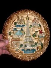 Vintage PARIS FRANCE Wall Plate Notre Dame Moulin Rouge Arc De Triumph ❤️sj10m3 picture