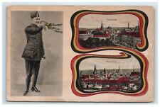 c. 1907 Aix La Chapelle Aachen Multi View Panoramic Postcard Soldier Bugel picture