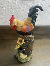 ROOSTER CHICKEN AND SUNFLOWERS RESIN 7” FIGURE picture