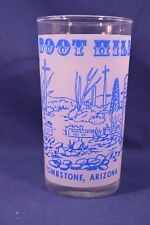 Vtg Boot Hill Tombstone Arizona Shot Glass Whiskey,In Memory,Blue Frosted Glass picture