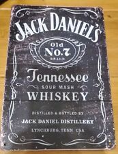Jack Daniels Whiskey Bottle Label Tin Bar Sign Old No 7 Metal Tennessee Retro picture