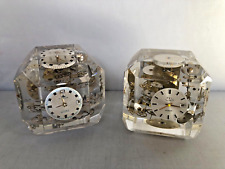 Two Vintage Mid Century Modern Lucite Watches Parts Paperweights picture