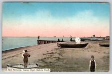 1914 BEACH PARK CONNECTICUT*CT*CASINO HOTEL POSTCARD w/POSTER STAMP ADVERTISING picture