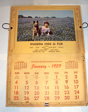 Vintage Calendar Advertising Wadena MN Hide & Fur Scrap Iron 1959 Woman Dog picture