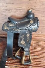 Vintage Western Saddle Roses Brown Horse Pony Rubbery Plastic Flowers Rubber  picture