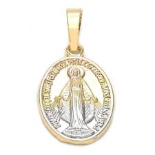 BEAUTIFUL TRICOLOR 18K GOLD OVER SILVER MIRACULOUS MEDAL WITH 20” CHAIN picture