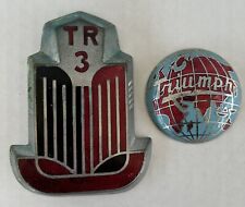 Vintage Triumph Car Badge Emblem Set TR3 & World Globe picture