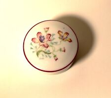 Limoges France Annie Grenade Small Round Floral Porcelain Trinket Box 1.75