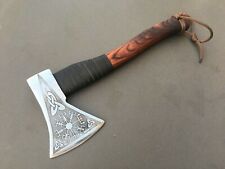 HIGH QUALITY CUSTOM HAND FORGED CELTIC VIKING AXE BEST VIKING CAMPING HATCHET AX picture