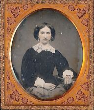 Pretty Light Eyed Lady Tinted Face Dangle Earrings 1/6 Plate Daguerreotype S450 picture