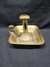 Antique Square Brass Push-Up Chamber Stick From England #4774 picture