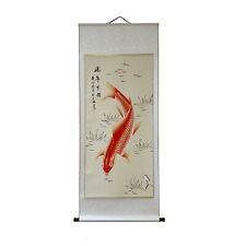 Chinese Fengshui Koi Fish Color Ink Scroll Painting Quality Wall Art ws1887 picture