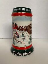 Budweiser 1991 Holiday Collectors Christmas Series Beer Stein Mug Clydesdales picture