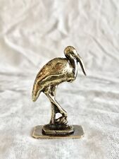 Rare vtg Bronze BiRd Stork Miniature Made In Israel knaan safed כנען צפת ca 1960 picture