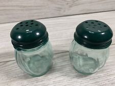 Red Pepper or Parmesan Shaker Pair USA Made Green Glass Americana Rustic Pizza picture