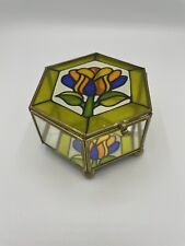 Stained Glass Trinket Box Floral vintage picture