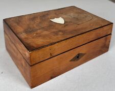 Antique Georgian Walnut Wood Jewelry Trinket Keepsake Dresser Box 19th Century picture