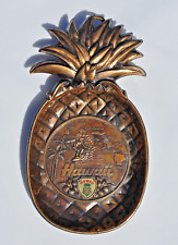 Vintage Hawaii Pineapple Souvenir Dish Metal Copper-colored EUC picture