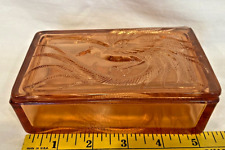 Vintage Pink Jeannette Depression Glass Bird Of Paradise Trinket Box, Candy Box picture