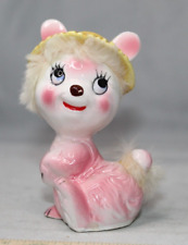 Vintage 1950’s Anthropomorphic Pink Bunny Figurine with White Fur Made in Japan picture