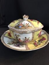 vintage limoges compote with matching plate -stunning picture
