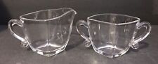 Vintage MCM Heavy Paneled Clear Glass Creamer/Open Sugar picture
