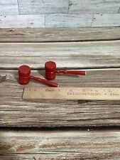 Vintage Red Gavel Salt And Pepper Shakers Plastic With Wood Handle picture