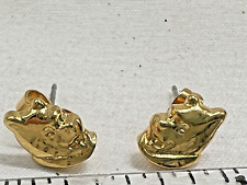 Vintage Signed Disney Winne the Pooh Gold Tone Earrings Pierced Stud picture