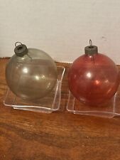 Vintage 40s set of 2 Shiny Brite Unsilvered  Made In US OF A WWII  Ball 3