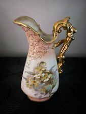 Pitcher Robert Hanke Austria Art Nouveau Hand Floral Ewer Vase Gold picture