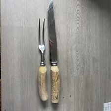 HOFFRITZ Stag Antler Look Knife Fork Carving Set Made in England picture