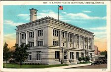 U. S. Post Office and Court House Cheyenne Wyoming VTG Postcard C. 1930's  picture