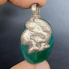 Stunning Ancient Roman Style Jade Stone Silver Pendant picture