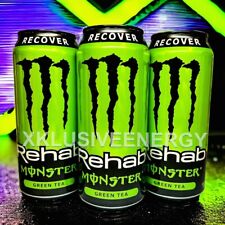 NEW RARE MONSTER REHAB GREEN TEA 3 FULL CANS picture
