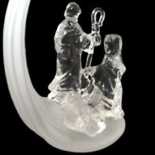 Kurt Adler Nativity Moon Ornament Clear Acrylic Frosted Translucent Christmas  picture