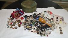 Huge Vintage Button Lot Tin 3lbs Antique Assortment Plus other stuff as seen picture