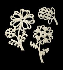 Vintage 1978 HOMCO Set Of 3 White Plastic Flowers Wall Hanging Retro MCM picture
