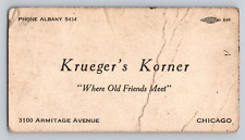 1920s Vintage Business Chicago Illinois  Krueger's Korner Where Old Friends Meet picture
