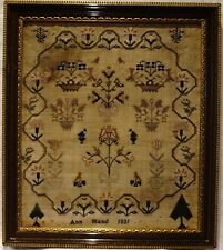 EARLY 19TH CENTURY FLOWER BASKETS, FLORAL URNS & MOTIF SAMPLER BY ANN HAND 1831 picture