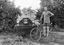 Wentworth District, NSW, 1920 A cyclist with his bicycle and his trop Old Photo picture