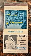 VINTAGE JOE DIMAGGIO YANKEES MATCHBOOK COVER FISHERMAN'S WHARF SAN FRANCISCO picture