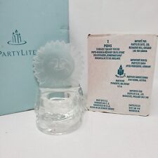 PartyLite Vintage Glass Sunburst Candle Tealight Frosted Stars P0345 1990's picture
