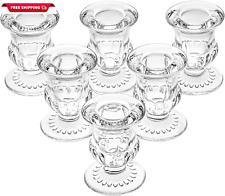 Glass Taper Candle Holders Set of 6 Clear Crystal Candle Holders for Candlestick picture