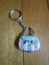 Vtg Ganz Keyring Pink Blue Metal Tiny Purse Mirror PictureHolder UNUSED Keychain picture