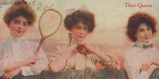Three Queens Pretty Posing Women Racket Smiling Divided Back Vintage Post Card picture