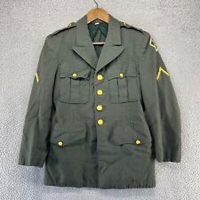 Vintage 50s Military Blazer Jacket Adult 36 S Green Patches Wool Army Franklin picture